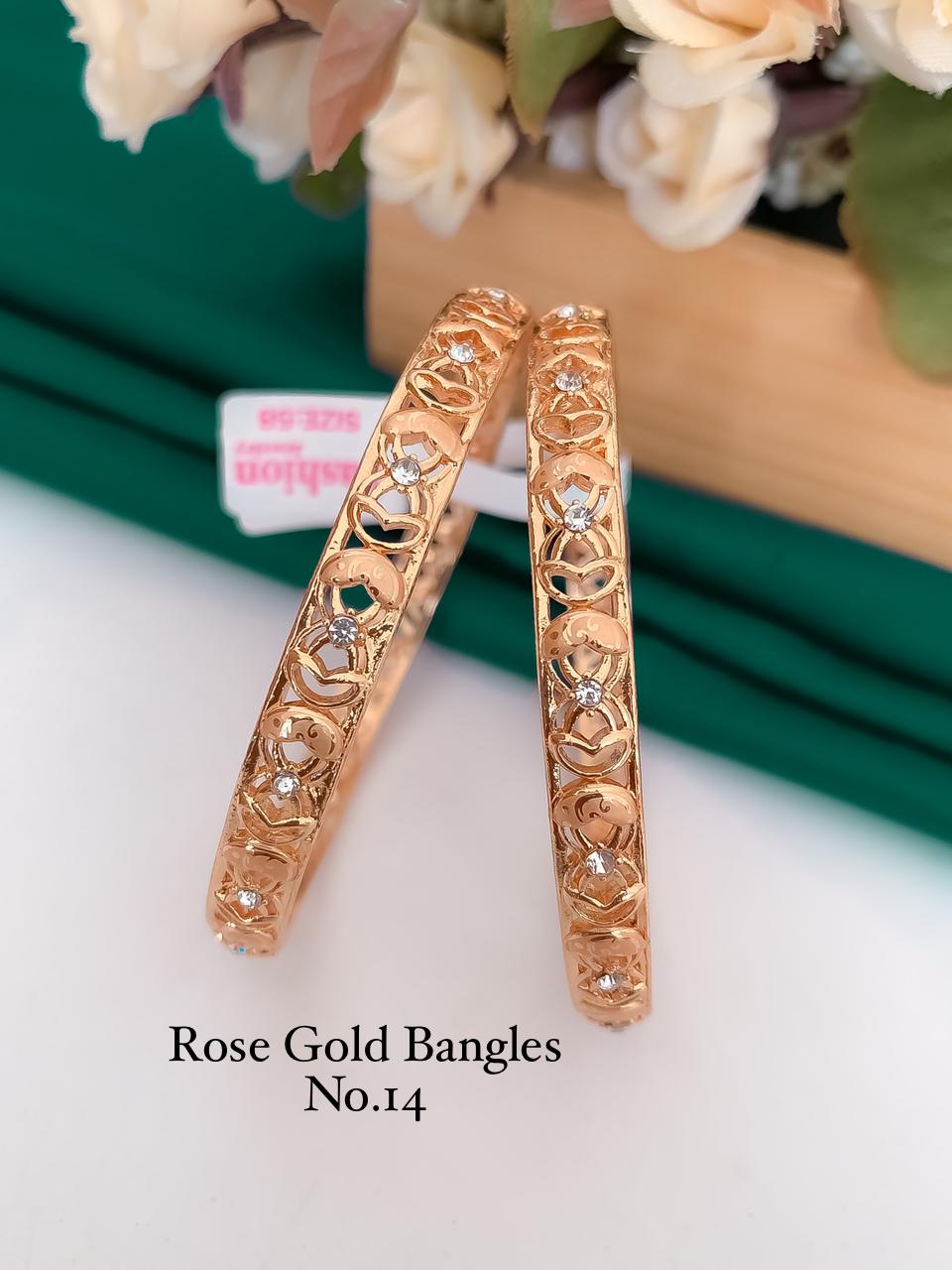 Rose Gold Fancy Designer Bangles 3 Wholesale Market In Surat
